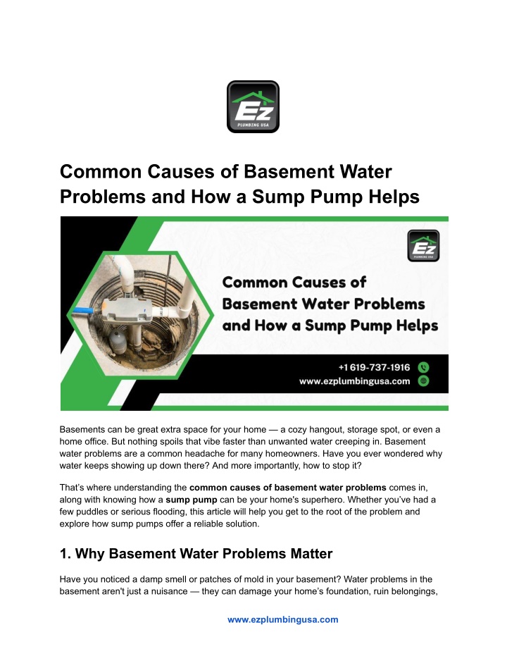 common causes of basement water problems n.w
