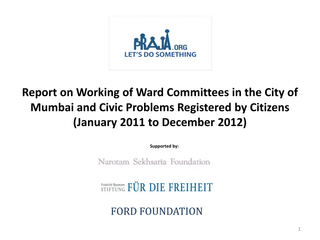 report on working of ward committees in the city n.w