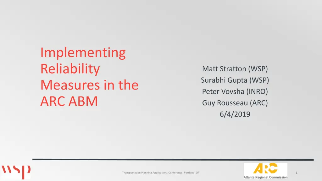 implementing reliability measures in the arc abm n.w