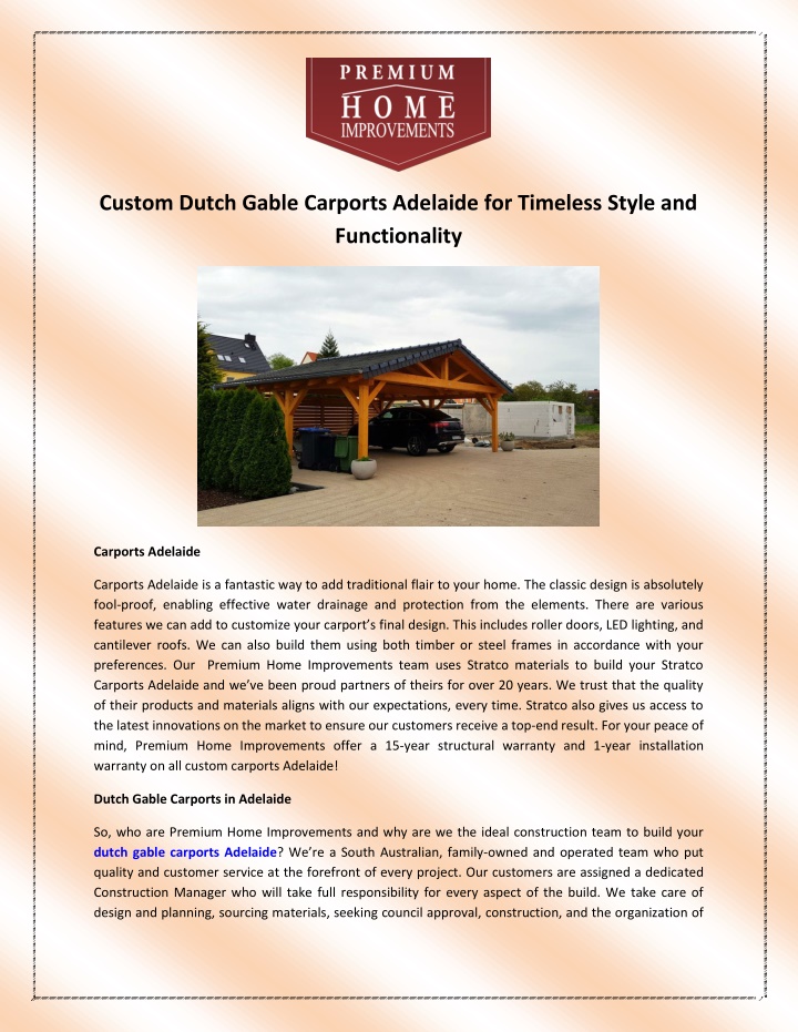 custom dutch gable carports adelaide for timeless n.w
