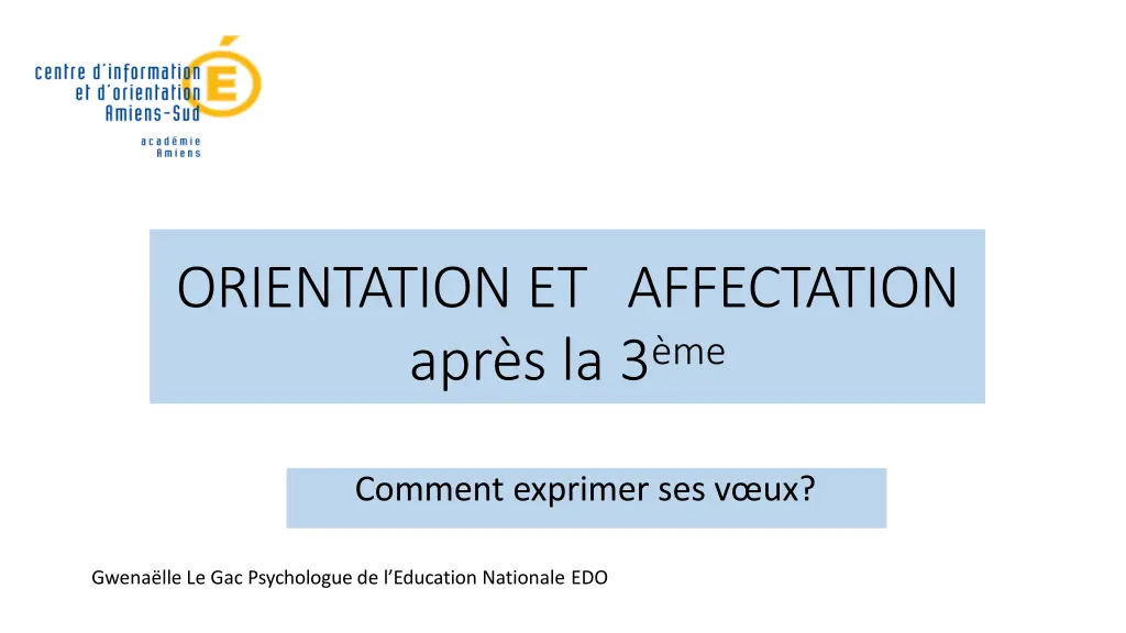orientation et affectation apr s la 3 me n.w