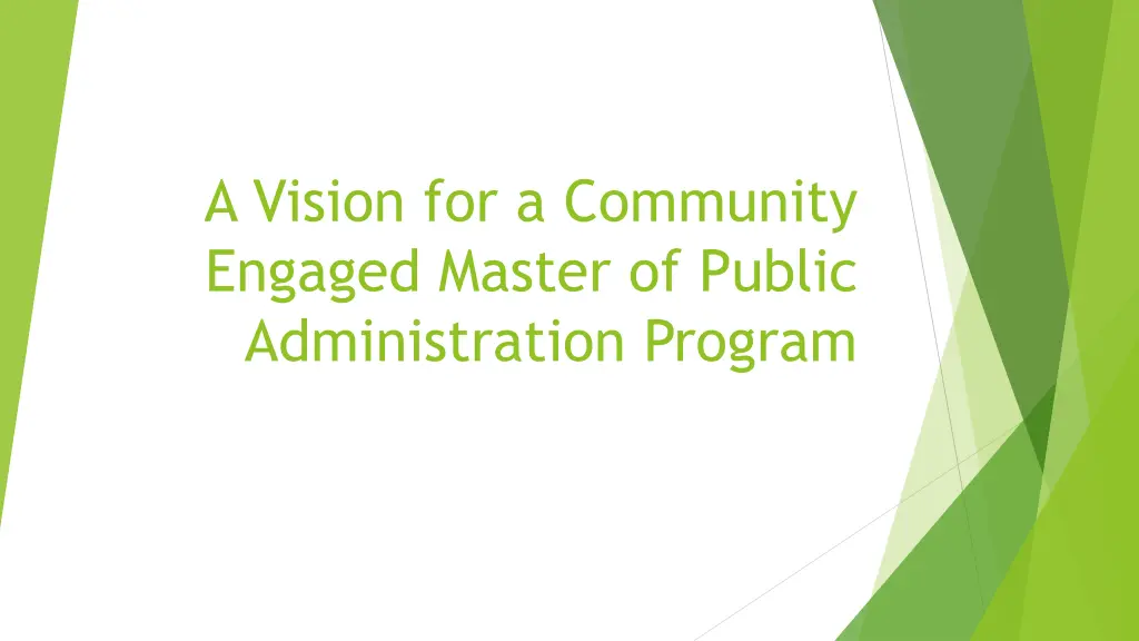 a vision for a community engaged master of public n.w