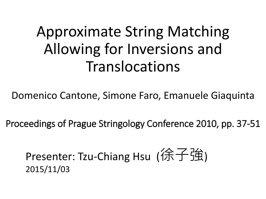 approximate string matching allowing n.w