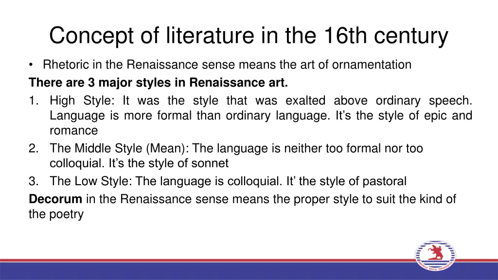 concept of literature in the 16th century n.w