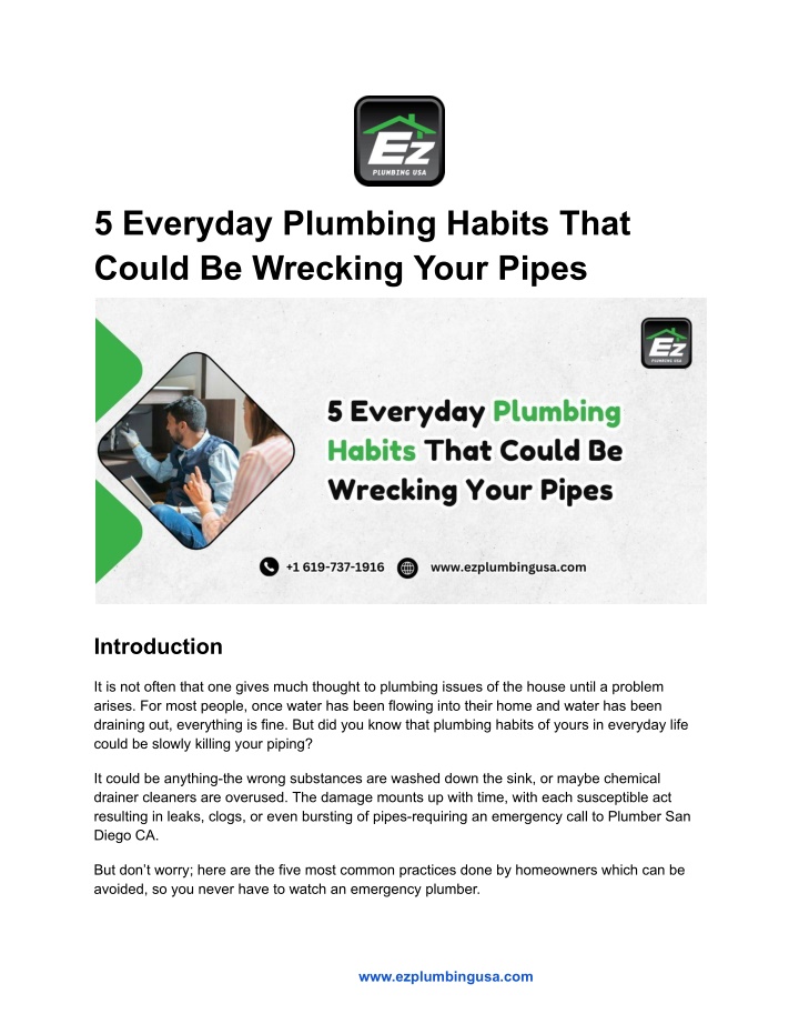 5 everyday plumbing habits that could be wrecking n.w