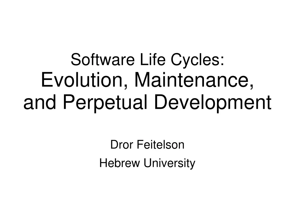 software life cycles evolution maintenance n.w