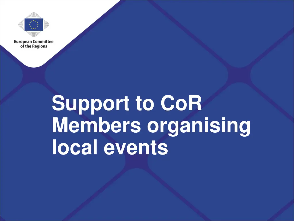 support to cor members organising local events n.w