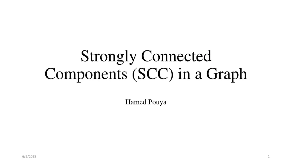 strongly connected components scc in a graph n.w