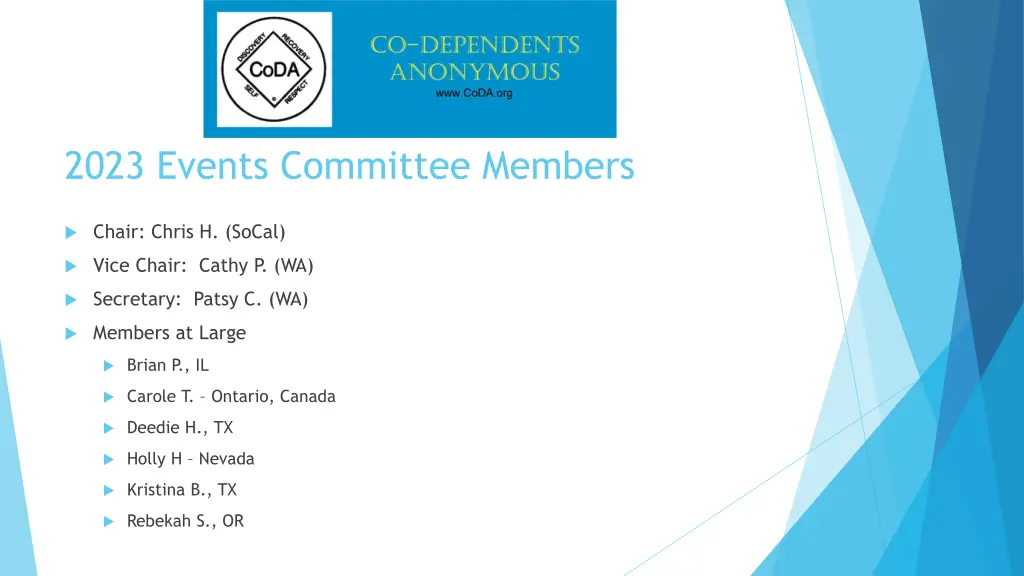 2023 events committee members n.w