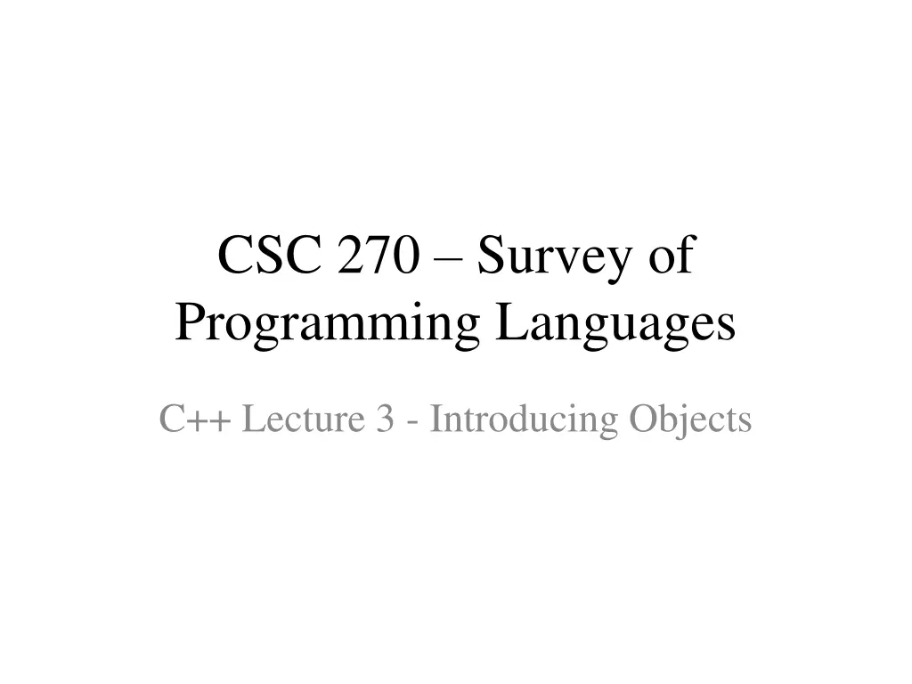 csc 270 survey of programming languages n.w