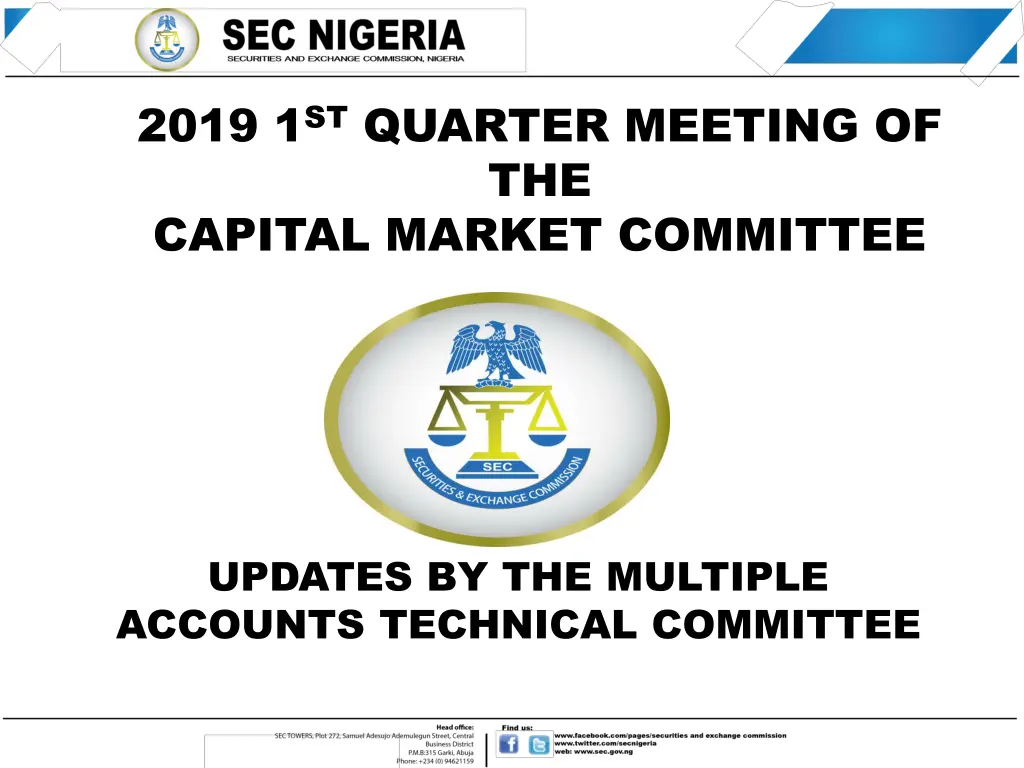 2019 1 st quarter meeting of the capital market n.w