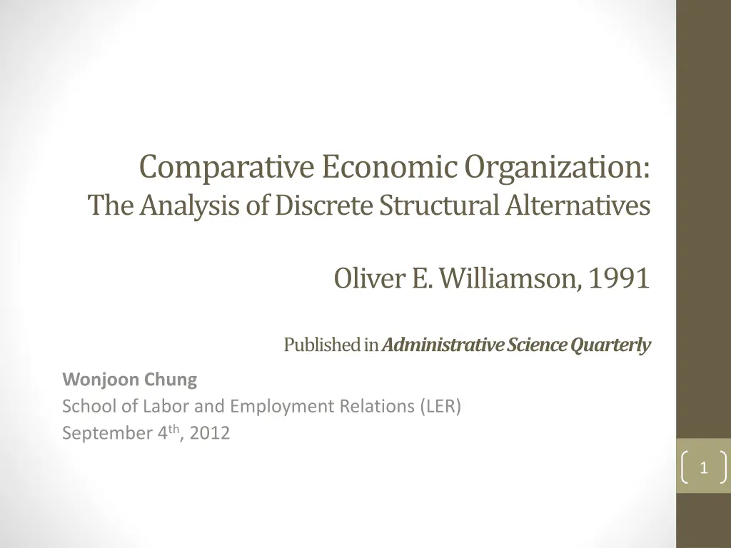 comparative economic organization the analysis n.w