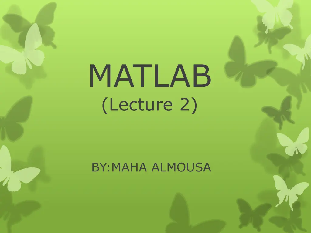 matlab lecture 2 n.w