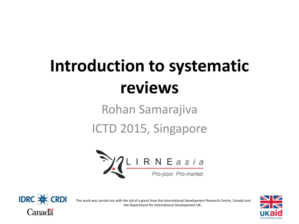 introduction to systematic reviews rohan n.w
