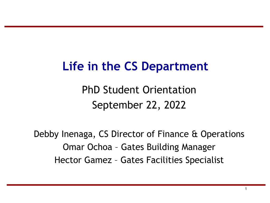 life in the cs department n.w