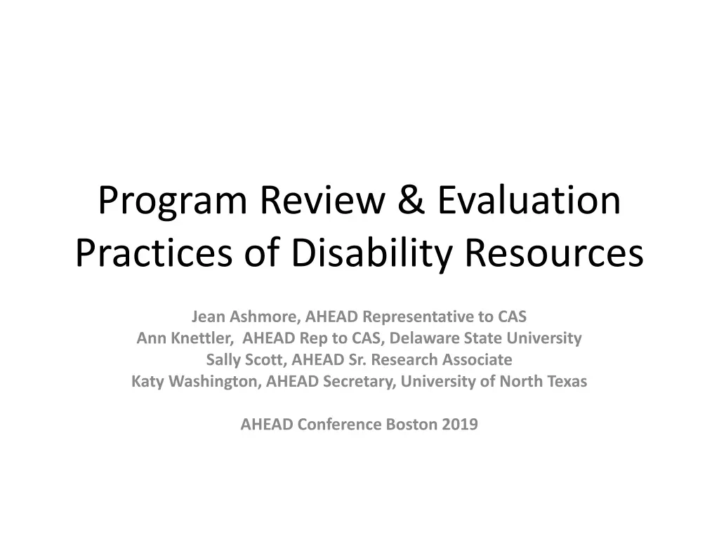program review evaluation practices of disability n.w