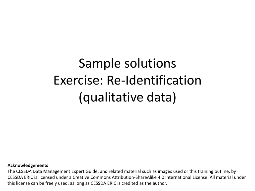 sample solutions exercise re identification n.w