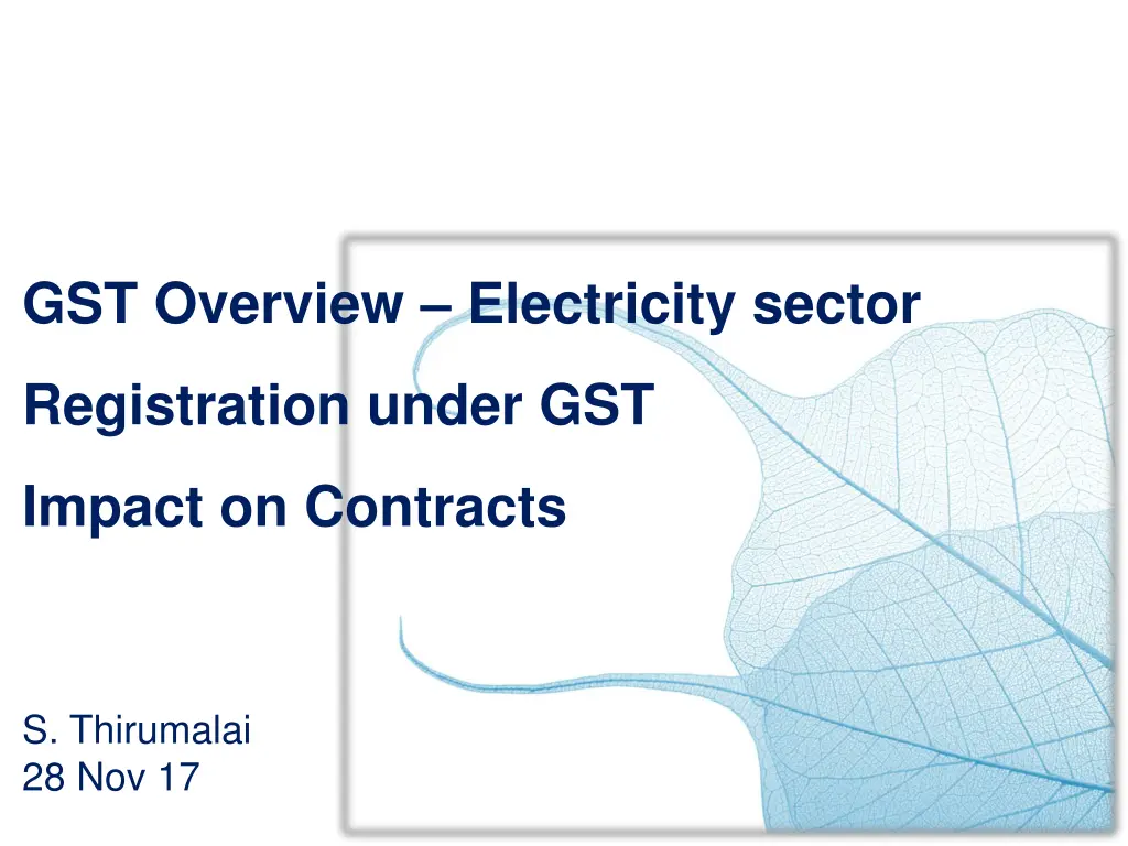 gst overview electricity sector n.w