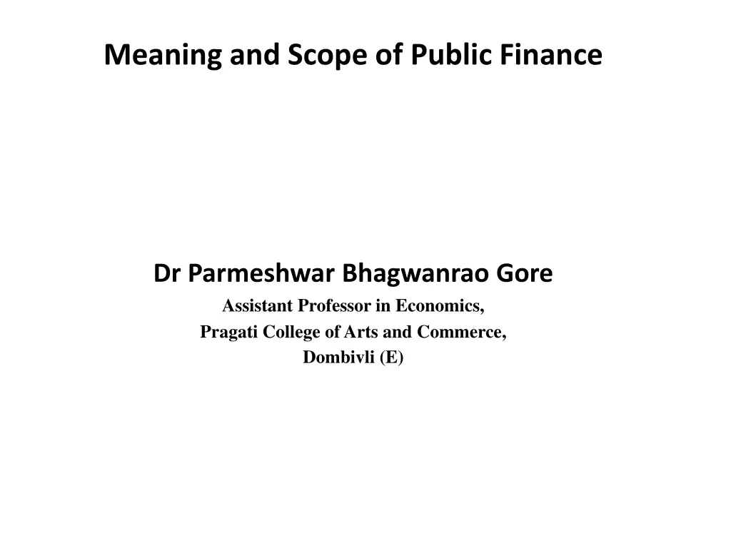 meaning and scope of public finance n.w
