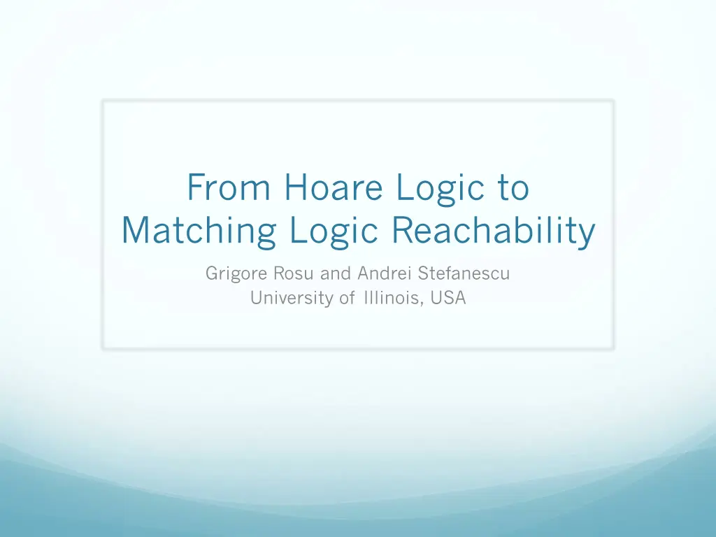 from hoare logic to matching logic reachability n.w