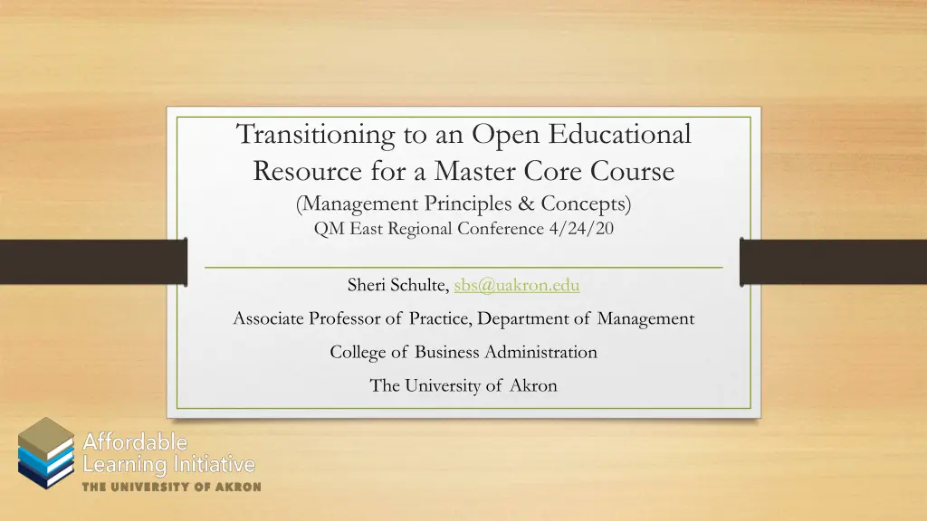 transitioning to an open educational resource n.w