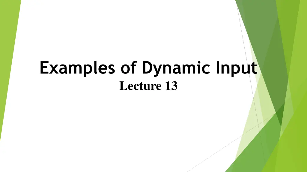 examples of dynamic input lecture 13 n.w