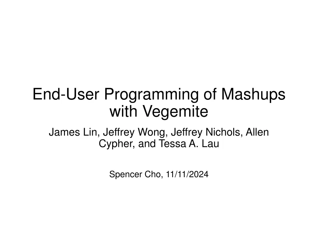 end user programming of mashups with vegemite n.w