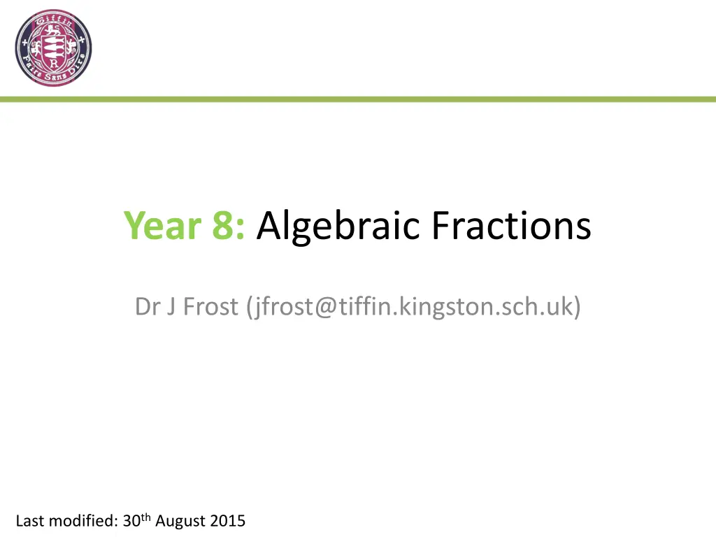 year 8 algebraic fractions n.w