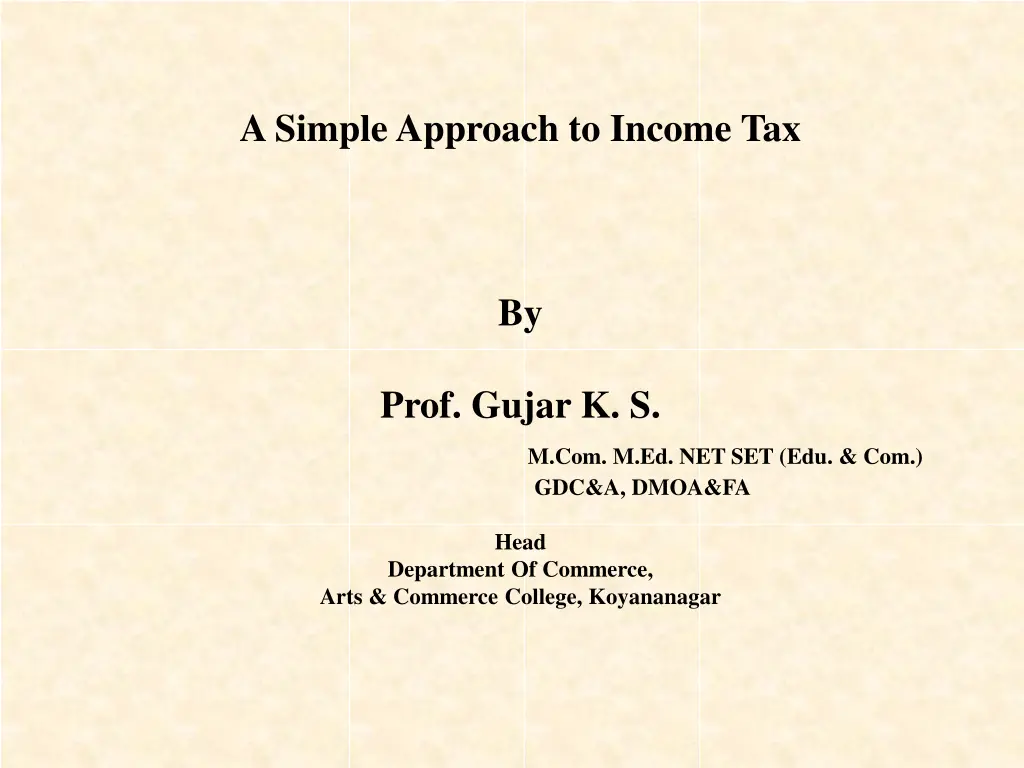 a simple approach to income tax n.w
