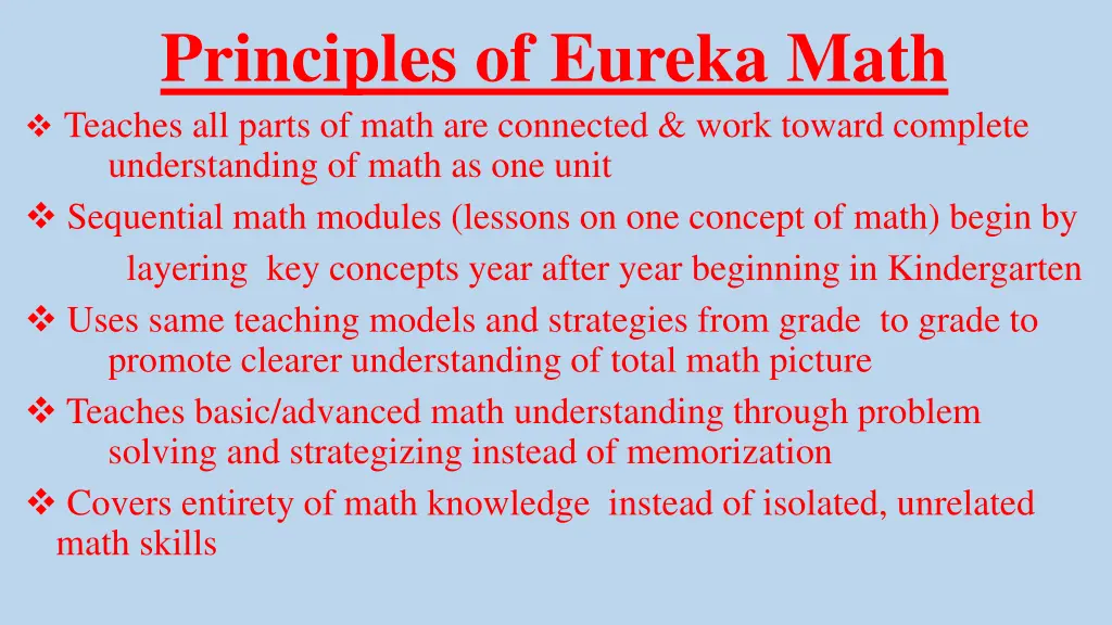 principles of eureka math teaches all parts n.w