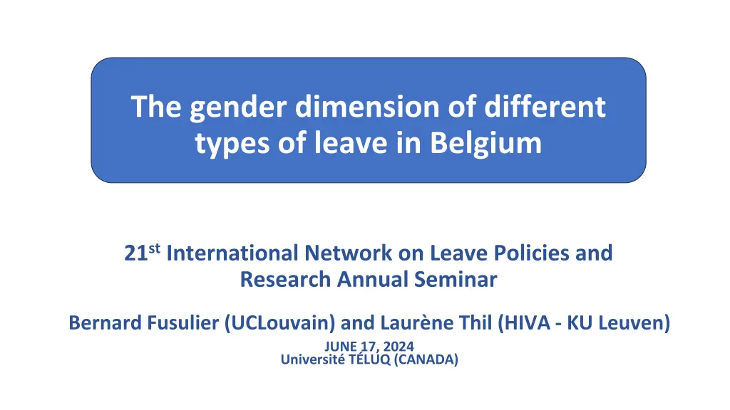 the gender dimension of different types of leave n.w