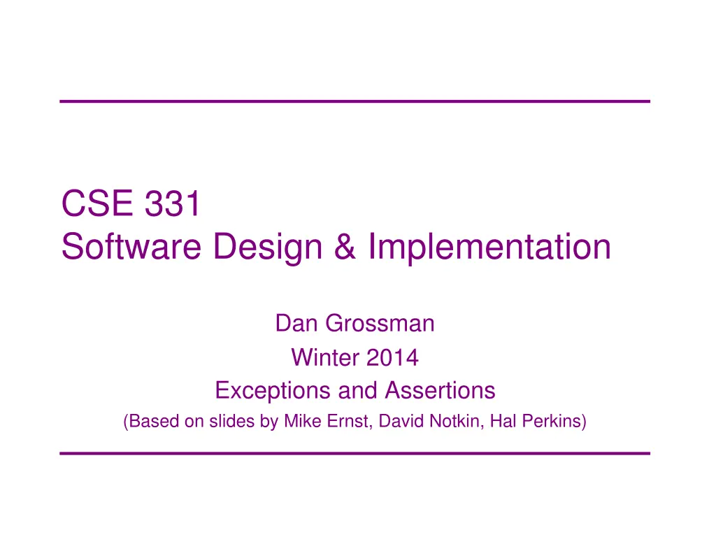 cse 331 software design implementation n.w