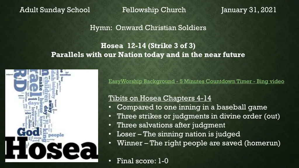 adult sunday school fellowship church january n.w