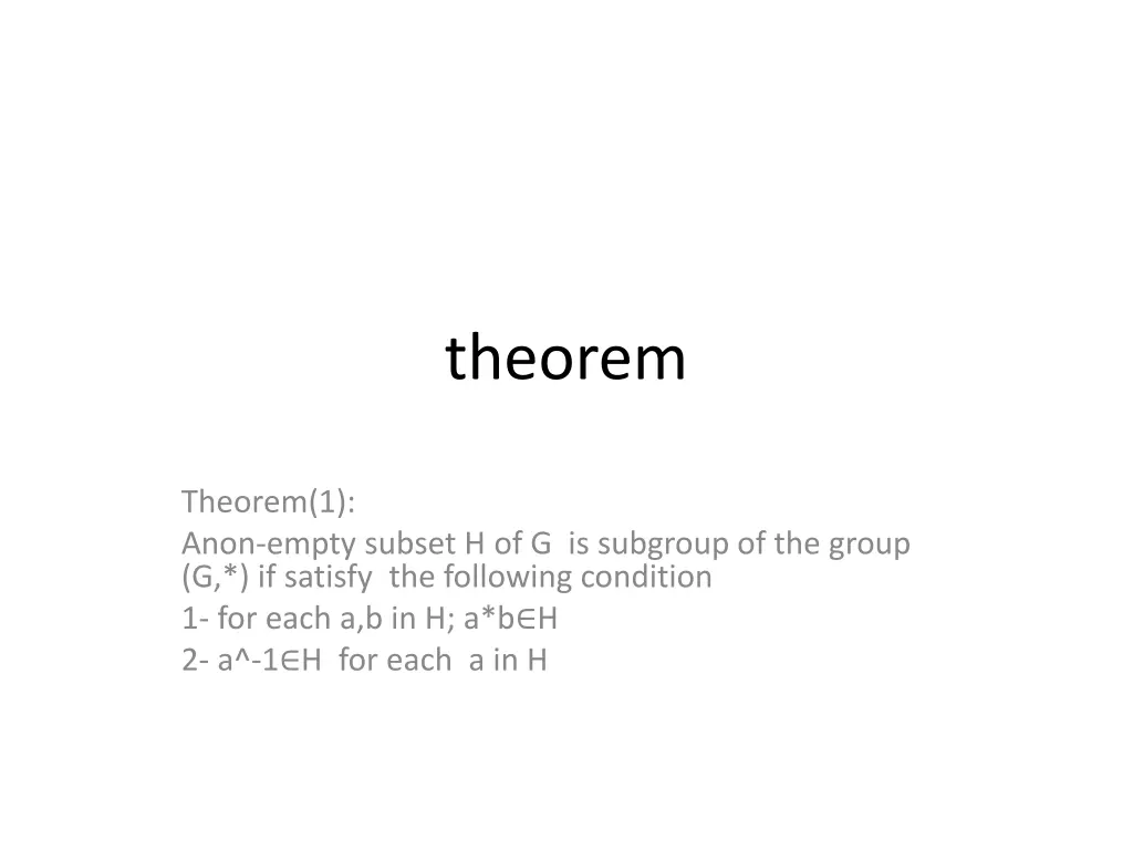 theorem n.w
