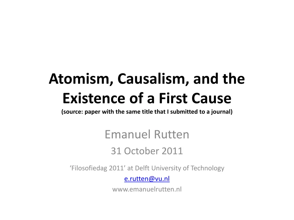 atomism causalism and the existence of a first n.w