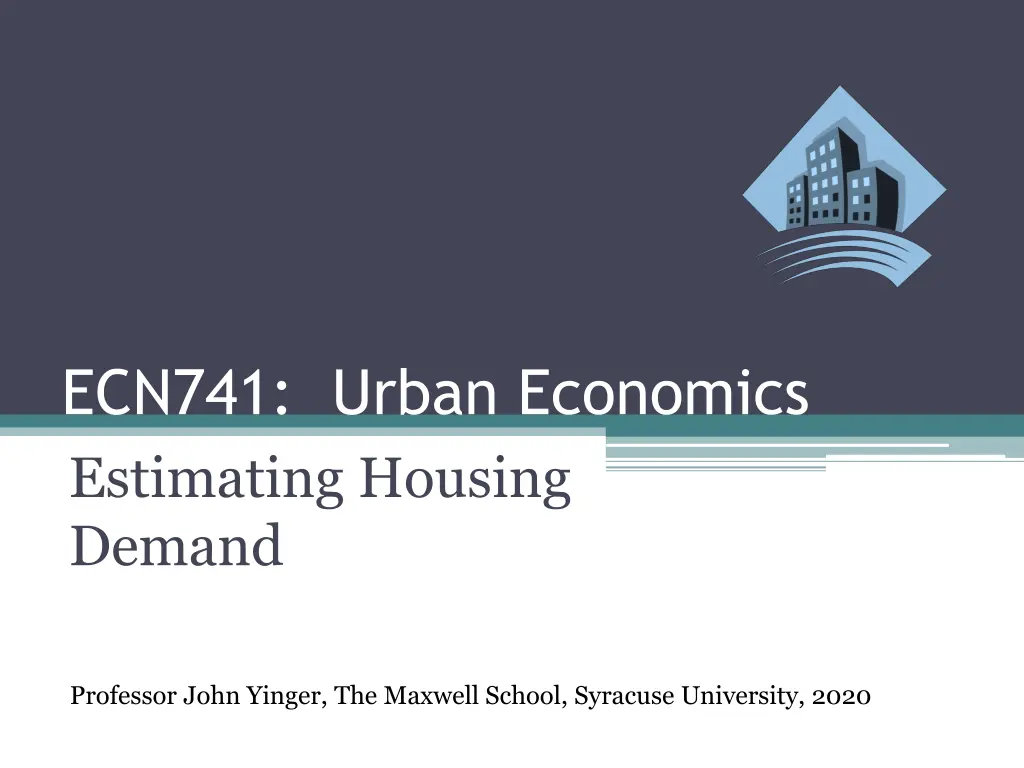 ecn741 urban economics estimating housing demand n.w