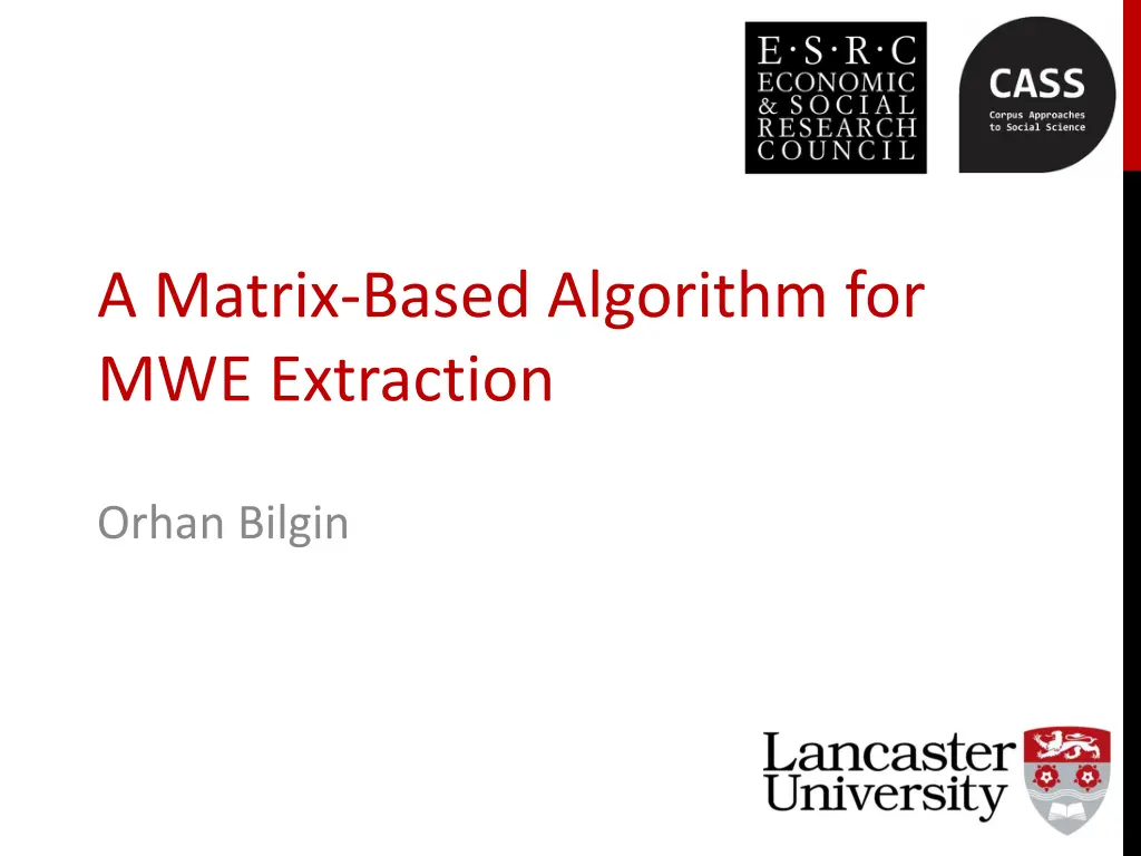 a matrix based algorithm for mwe extraction n.w