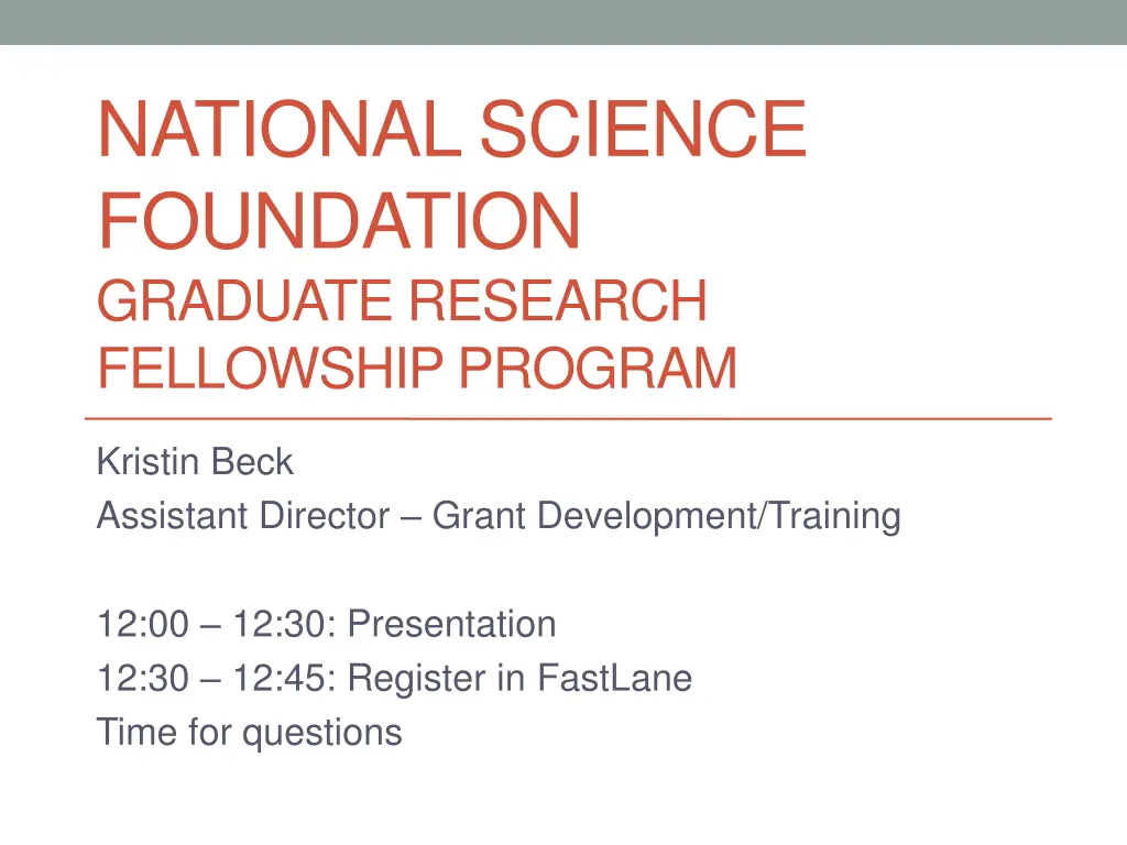 national science foundation graduate research n.w