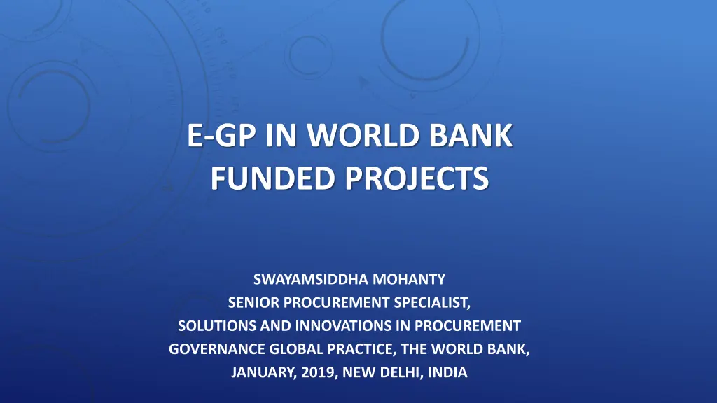 e gp in world bank funded projects n.w