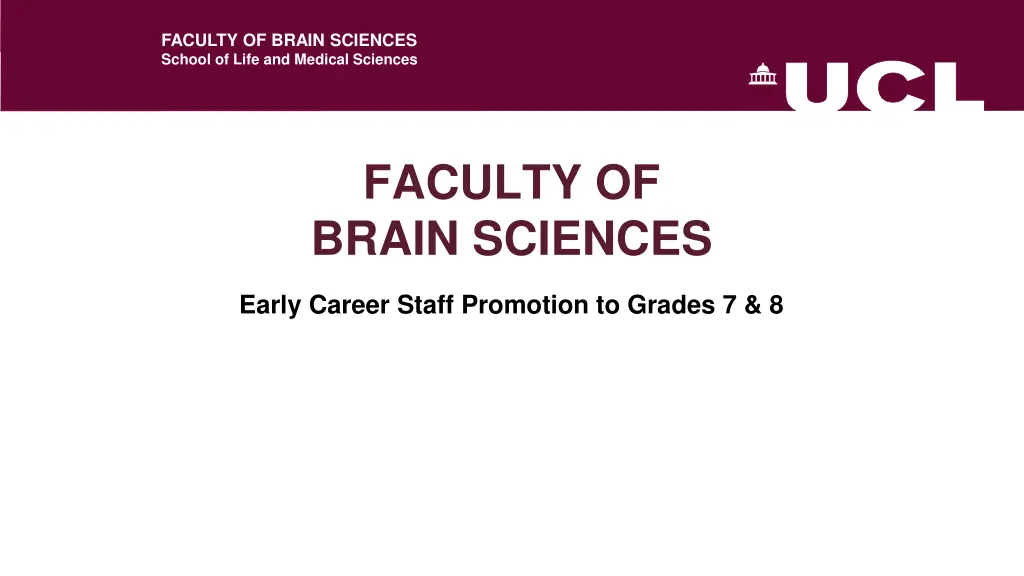 faculty of brain sciences school of life n.w