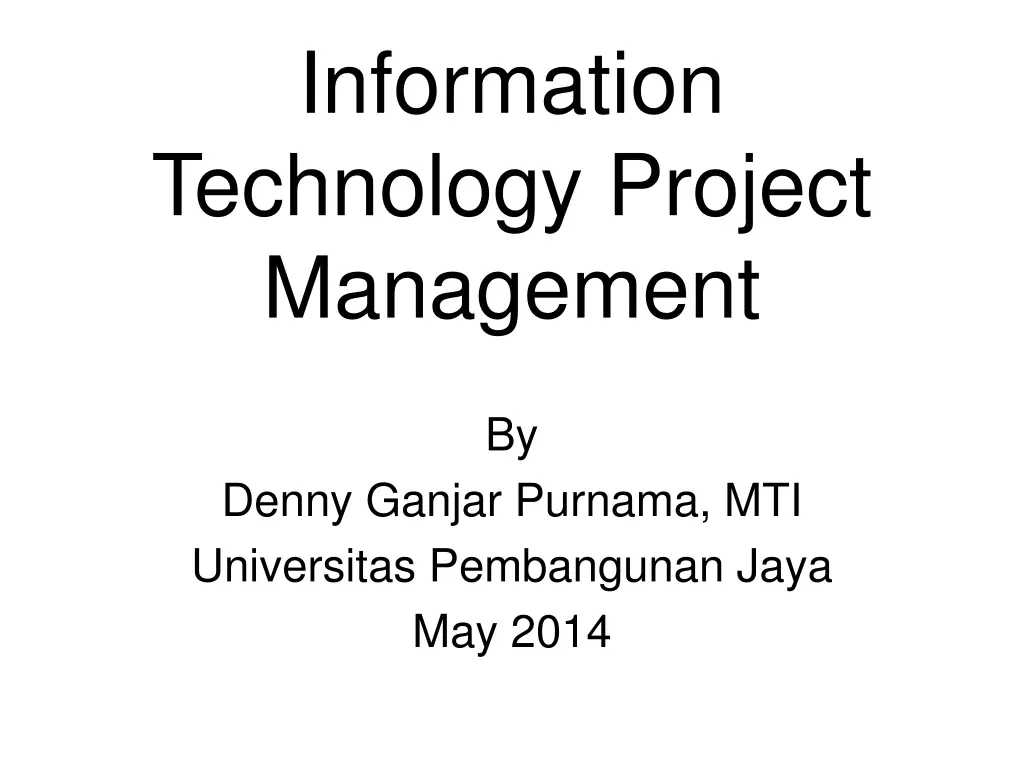 information technology project management n.w