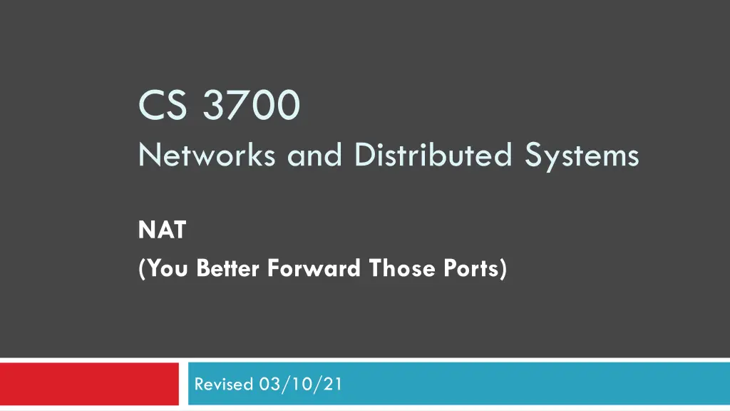 cs 3700 networks and distributed systems n.w
