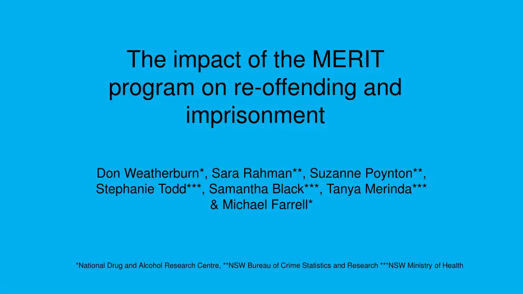 the impact of the merit program on re offending n.w