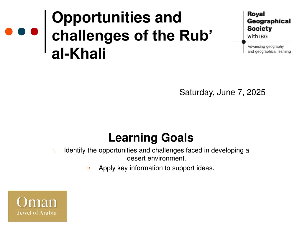 opportunities and challenges of the rub al khali n.w