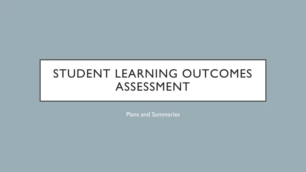 student learning outcomes assessment n.w