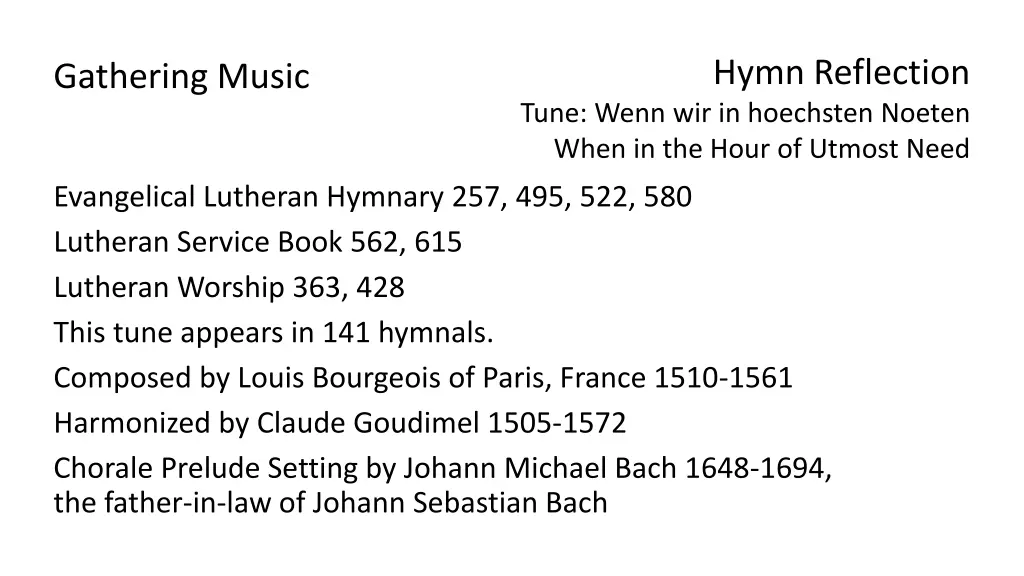 hymn reflection n.w