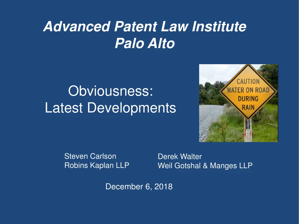 advanced patent law institute palo alto n.w