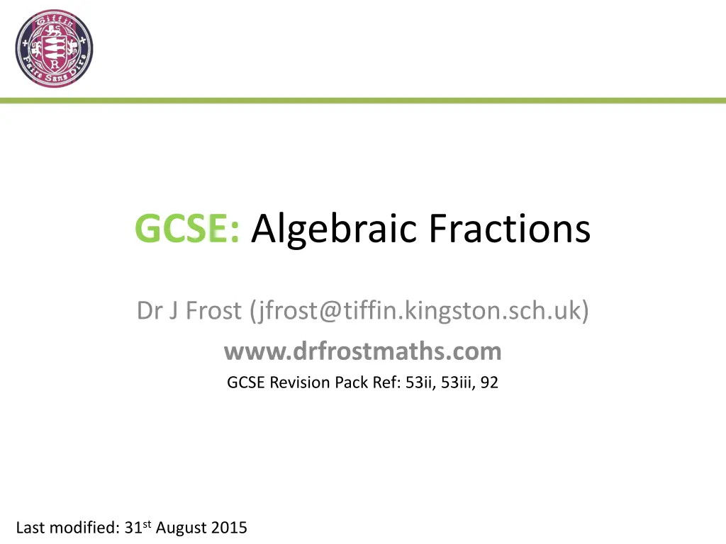 gcse algebraic fractions n.w
