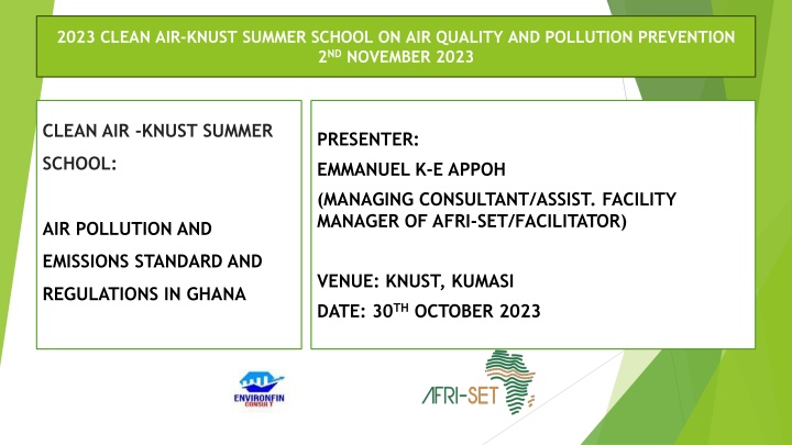 2023 Clean Air KNUST Summer School on Air Quality and Pollution Prevention