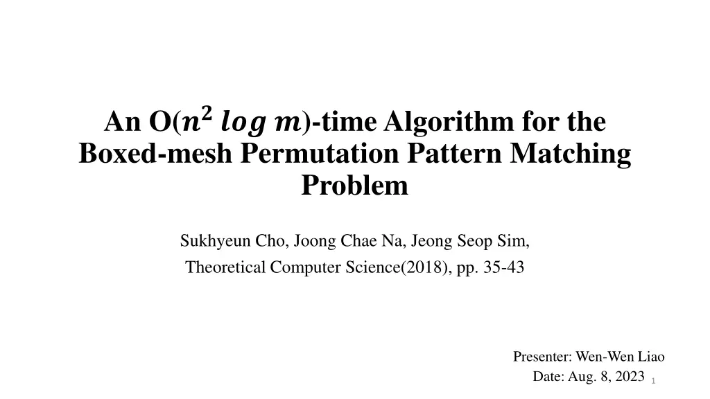an o time algorithm for the boxed mesh n.w